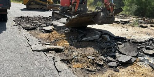 Demolition of asphalt road